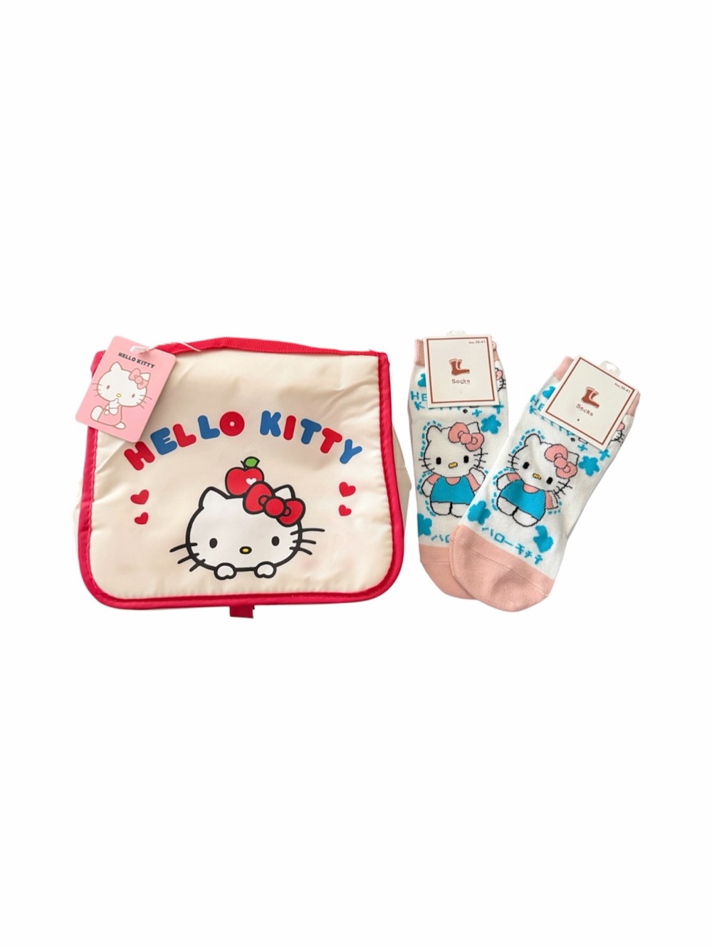 NWT-HELLO KITTY-hanging accessory bag and two pair socks